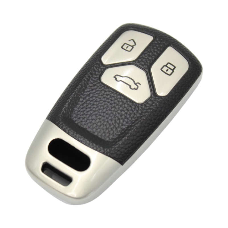 Rubber Key Cover For Audi Keys (Black &amp; Metallic Silver)