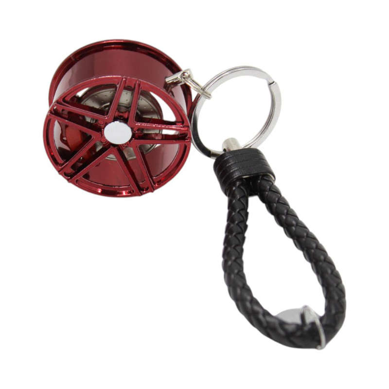 Enzo Wheel Keyring With Leather Strap (Anodized)