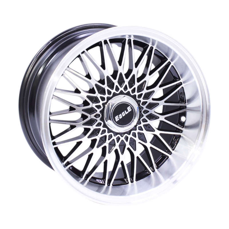 15" CW-015 Eagle 4/100 &amp; 5/100 Black Machined Face Alloy Wheels