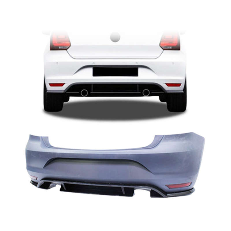 Plastic Rear Bumper with Single "double pipe" outlet for VW Polo 6C GTi 2015