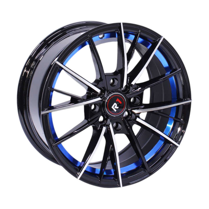 15" S356 4/100 &amp; 4/114 Black Machine Blue Undercut Alloy Wheels