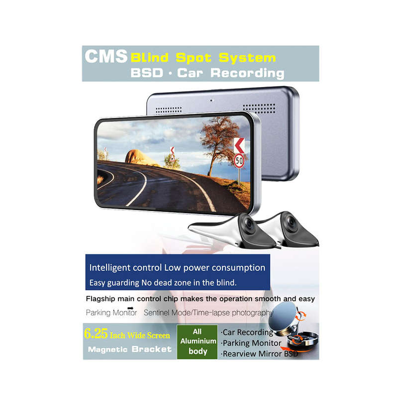 SJ-A65  Universal 6.25-Inch HD Rearview Mirror with Dual Side Cameras &amp; Parking Monitor