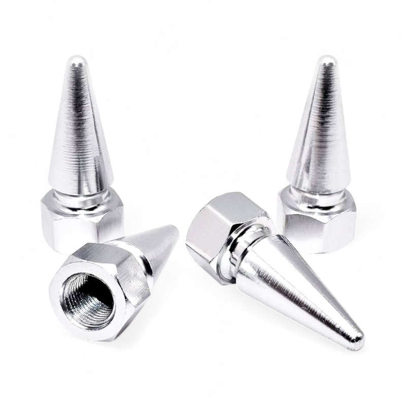 Silver Short Spike Aluminium Valve Caps  Durable Air Caps