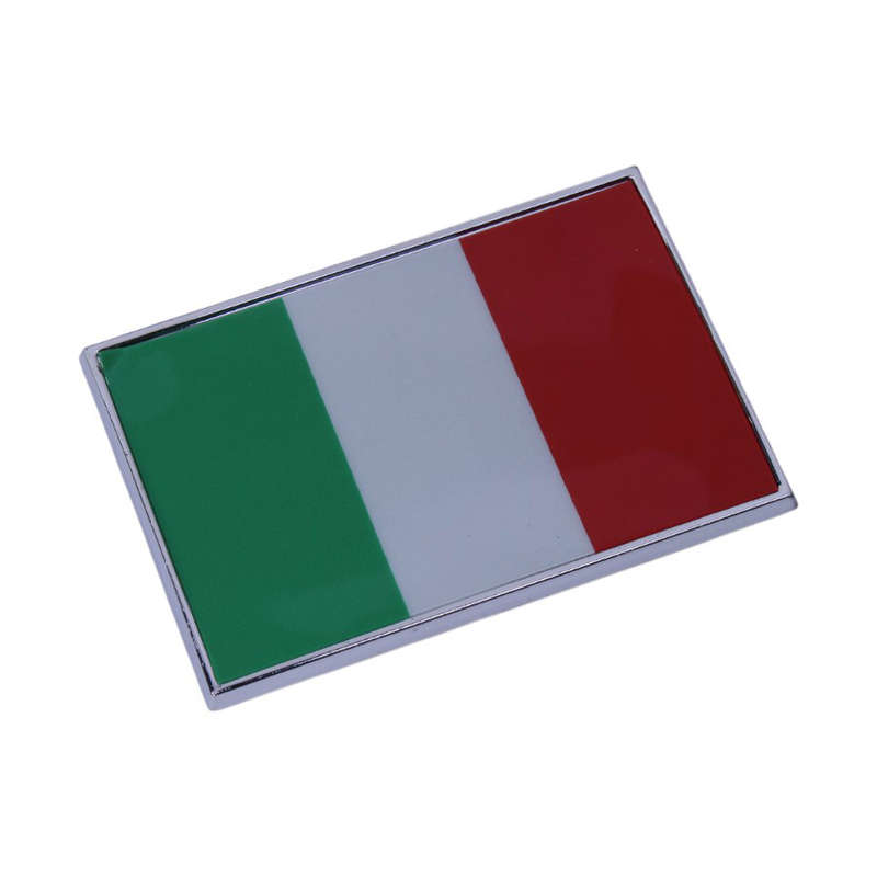 Italian Flag Chrome Sticker Badge (7x5cm)