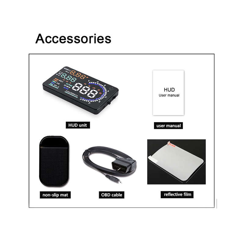 OBD HUD A8  Digital Head-Up Display with Speed, RPM, Temperature, Voltage, Fuel Usage &amp; Fa...