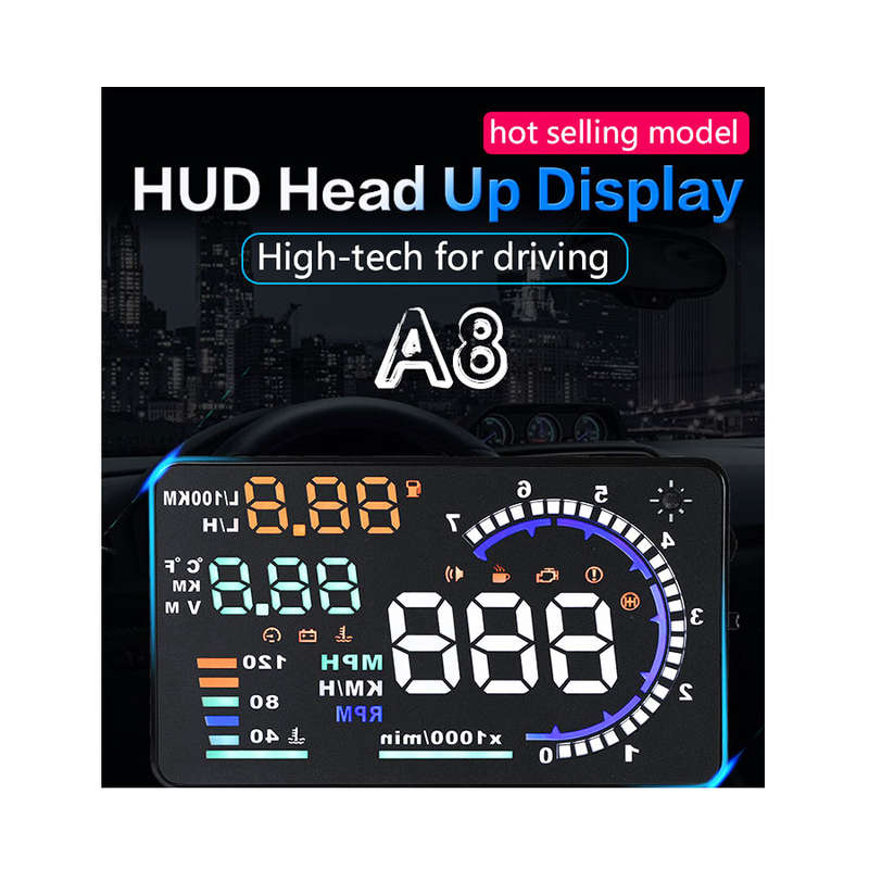 OBD HUD A8  Digital Head-Up Display with Speed, RPM, Temperature, Voltage, Fuel Usage &amp; Fa...