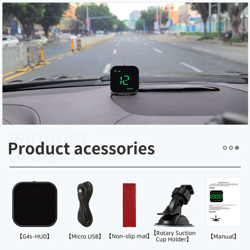 G4S Green GPS Head-Up Display  Compact Speedometer with Compass, Overspeed Alarm &amp; Satelli...