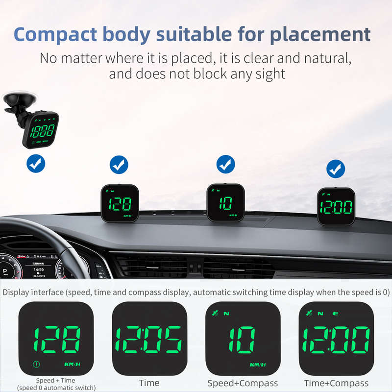 G4S Green GPS Head-Up Display  Compact Speedometer with Compass, Overspeed Alarm &amp; Satelli...