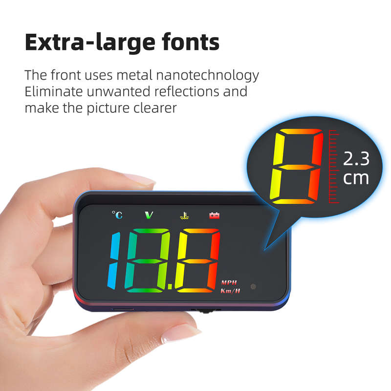 M4 OBD2 Head-Up Display  Multi-Color HUD with Speed, Voltage, Temp &amp; Mileage Readouts