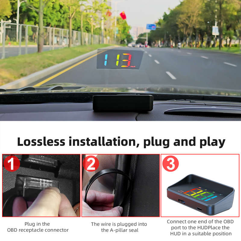 M4 OBD2 Head-Up Display  Multi-Color HUD with Speed, Voltage, Temp &amp; Mileage Readouts