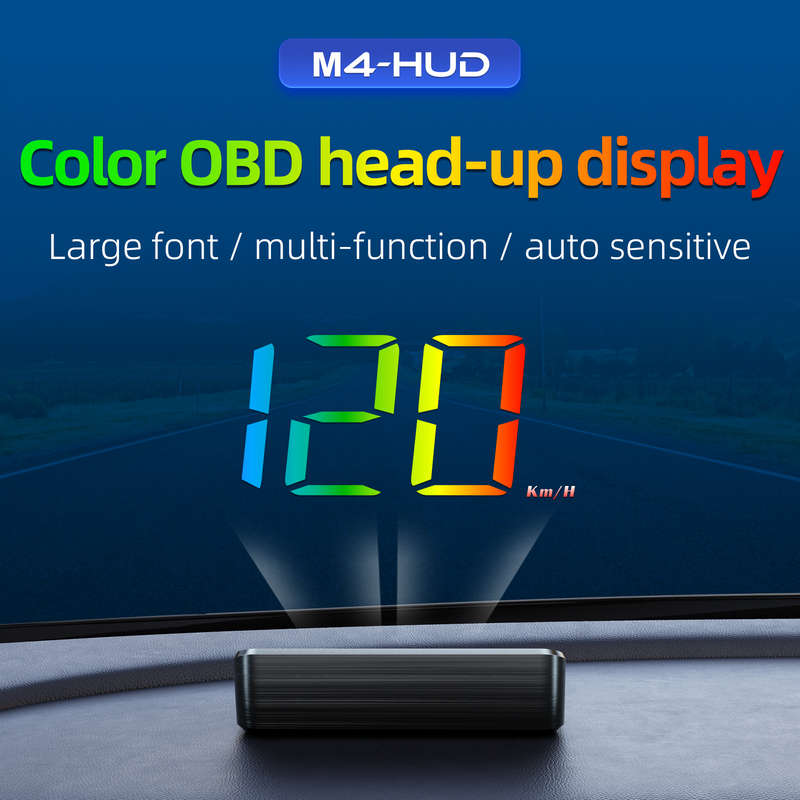 M4 OBD2 Head-Up Display  Multi-Color HUD with Speed, Voltage, Temp &amp; Mileage Readouts