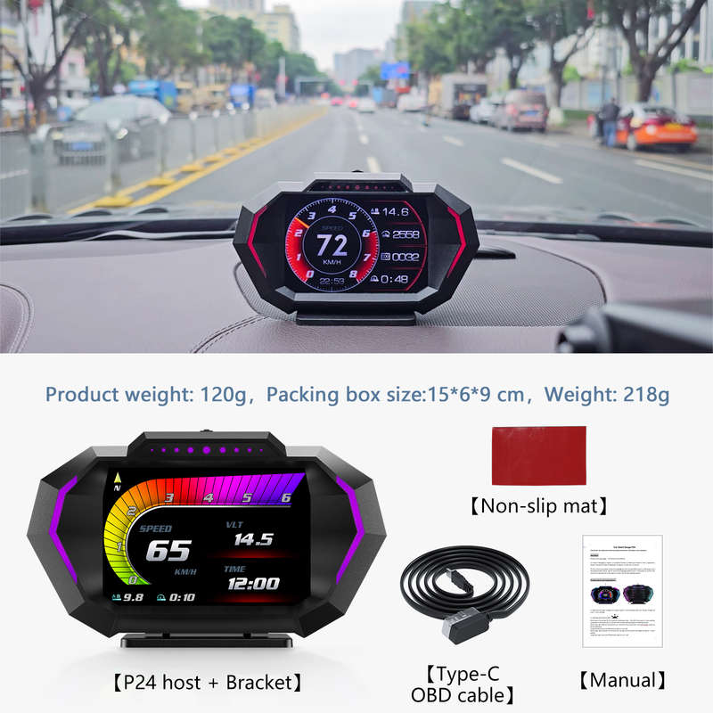 OBDH-P24 Smart Digital HUD Display with OBD2 + GPS + Accelerometer &amp; Slope Sensor  12 UI, ...