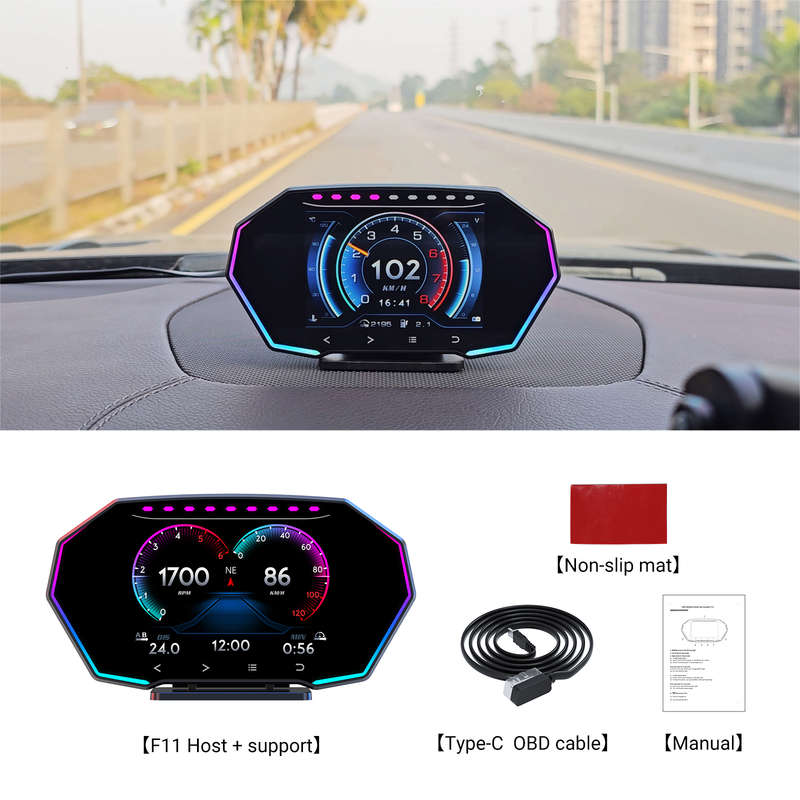 F11 Smart OBD LCD HUD  GPS + Incline + Accelerometer Display