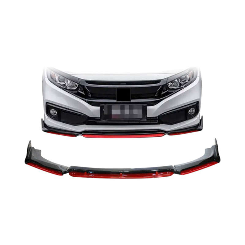 Universal Gloss Black with Red Lip - 6 piece Front Spoiler