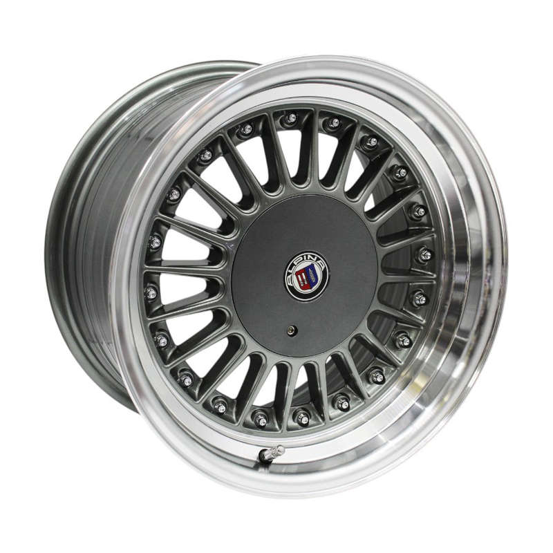 15" M7623 4/100 &amp; 4/108 Gunmetal Machined Lip Alloy Wheels