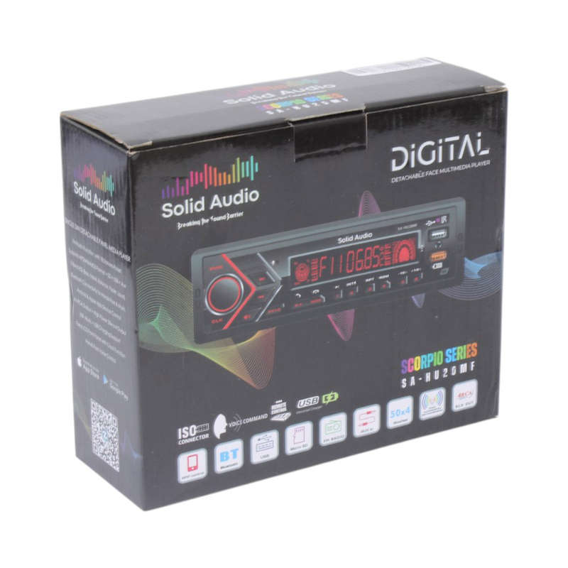 Solid Audio SA-HU20MF Single DIN Detachable Panel Media Player  Bluetooth, USB, AUX, 50W x4 Ou...
