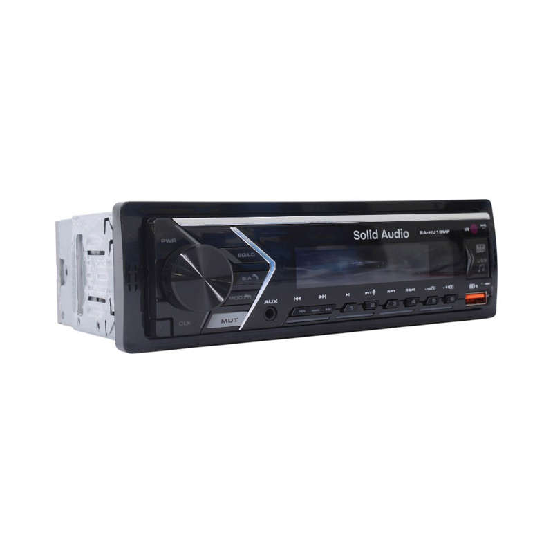 Solid Audio SA-HU10MF Single DIN Fixed Panel Car Media Player  Bluetooth, USB, AUX, 50W x4 Output
