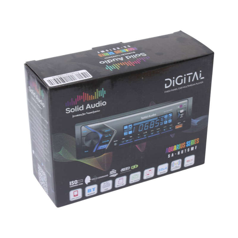 Solid Audio SA-HU10MF Single DIN Fixed Panel Car Media Player  Bluetooth, USB, AUX, 50W x4 Output