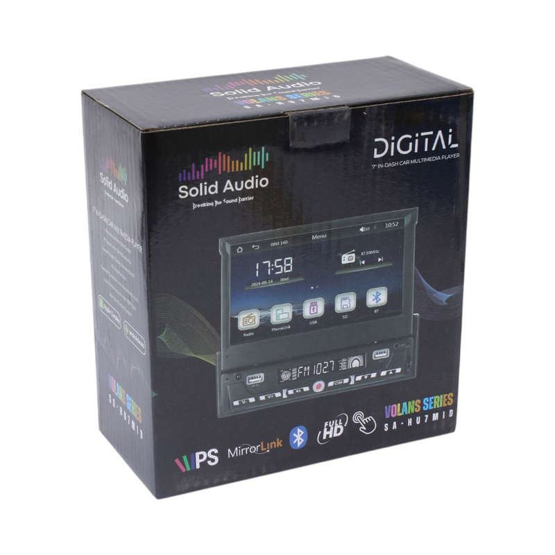 Solid Audio SA-HU7MID 7" In-Dash Manual Retractable Screen Media Player  CarPlay, Android Auto...