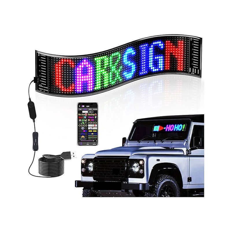 LED Matrix Panel Scrolling Customizable Display Screen for Vehicle Windows - 19x133cm (16x144 led)
