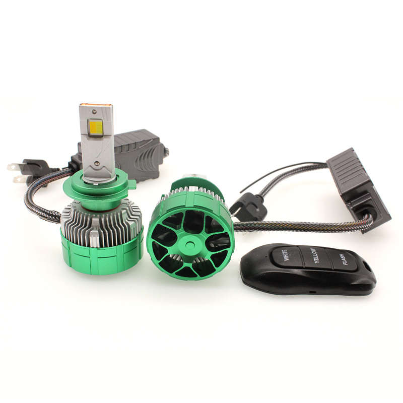Multi-Purpose LED H7 Headlight Bulbs with Remote (yellow/white/strobe function)