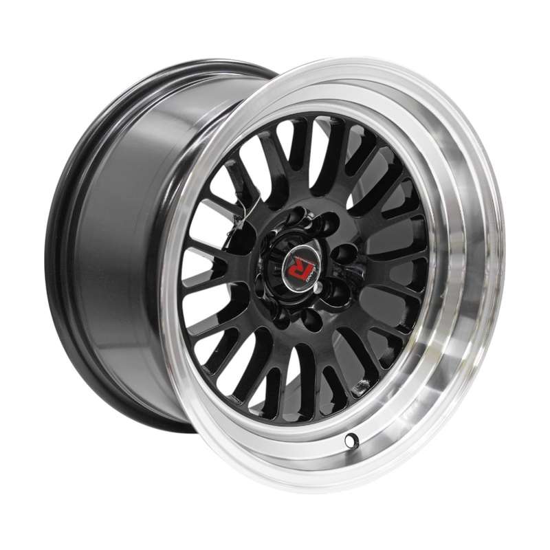 15" 151046 4/100 &amp; 4/108 Gloss Black with Silver Lip Alloy Wheels