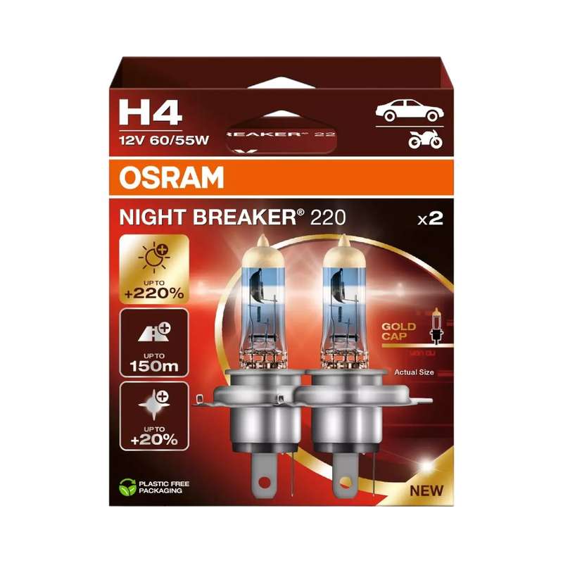 Osram H4 Nightbreaker 220 Series 55w Bulbs (pair)