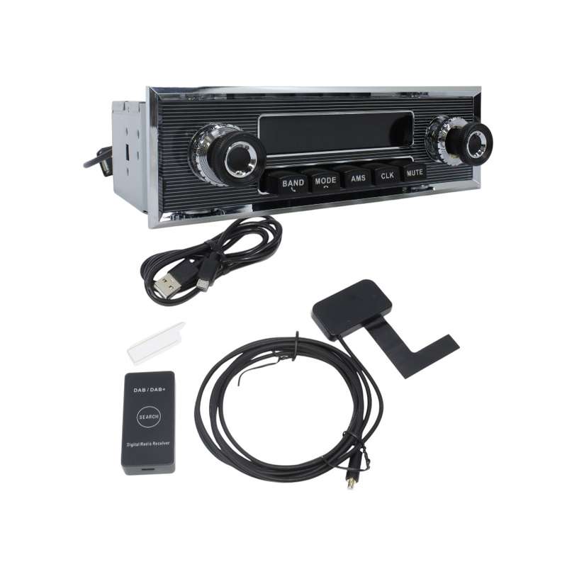 Classic Vintage Retro Design Car Media Player  USB, SD, BT, RCA Outputs, FM Radio with DAB Rec...