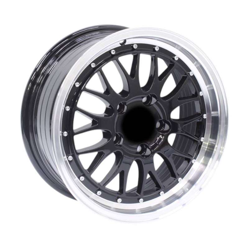 15" QS-3S215 5/114 Black Machine Lip Alloy Wheels