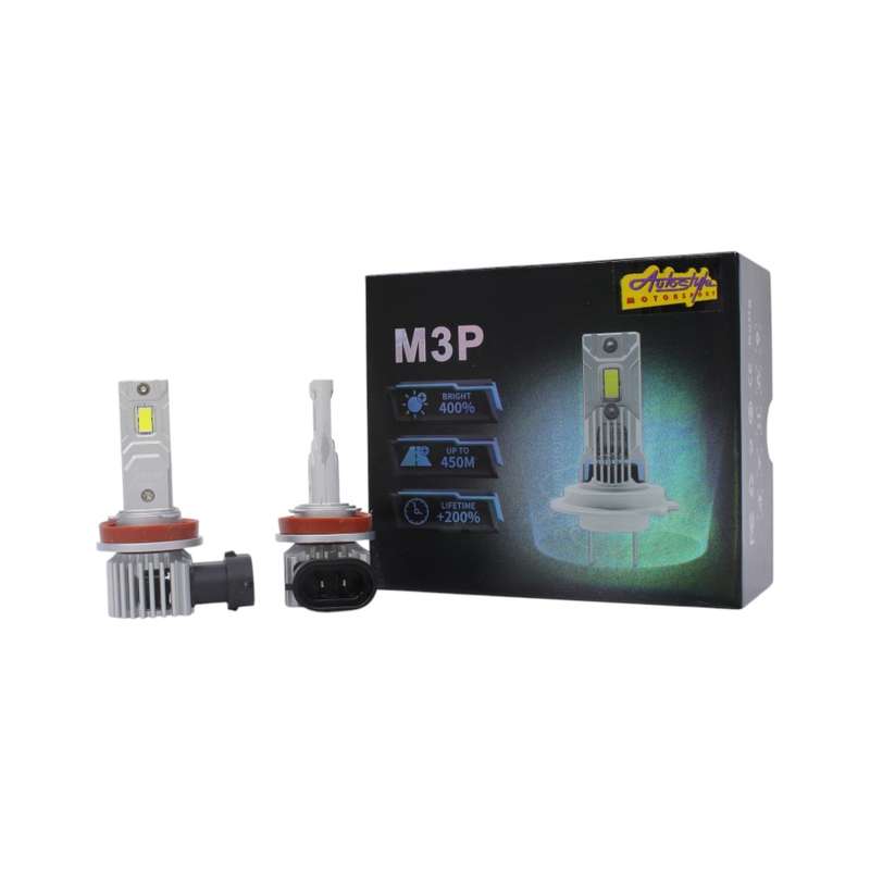 M3P H11 LED Headlight Bulb  6000K, 400% Brighter, IP67, Cooling Fan System