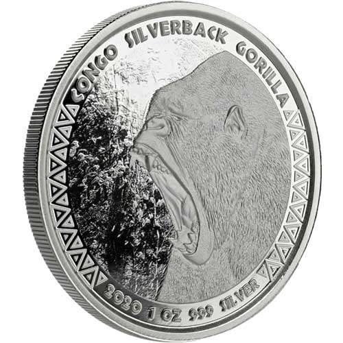 2020 1 oz Congo Silverback Gorilla .999 Silver Coin (Proof-like) Encapsulated limited mintage