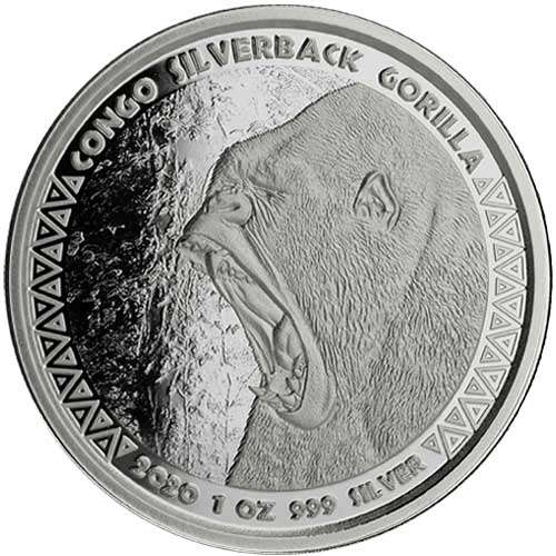 2020 1 oz Congo Silverback Gorilla .999 Silver Coin (Proof-like) Encapsulated limited mintage