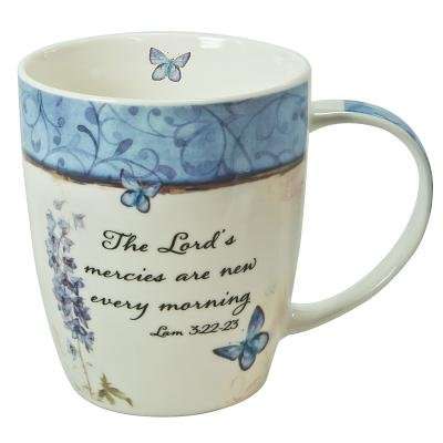 "Blue Butterfly" Ceramic Mug - Lam. 3:22-23