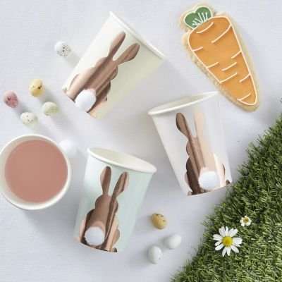 Hoppy Easter - Rose Gold Foiled Pom Pom Paper Cups