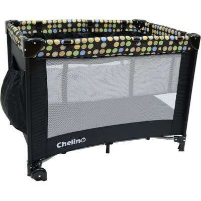 Chelino Lilo Camp Cot With Bassinette - Black Dots