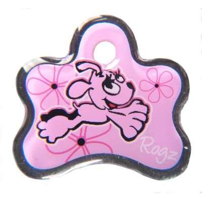 Rogz Pupz Instant Resin Puppy ID Tag - Small 25mm (Pink Roxi Design)