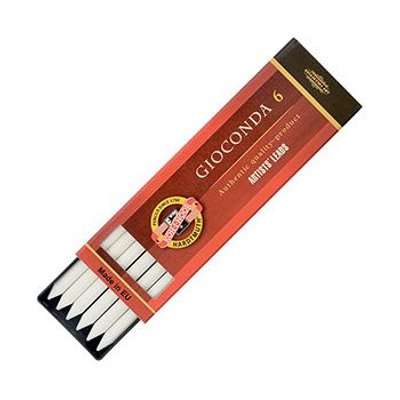 Koh-I-Noor 6 x White Drawing Chalks 120mm Long 4371 (5.6mm Lead)
