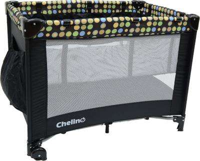 Chelino Lilo Camp Cot With Bassinette - Black Dots