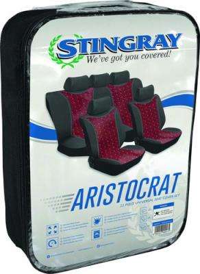 Stingray Aristocrat Car Seat Cover Set (11 Piece) (Black/Maroon)