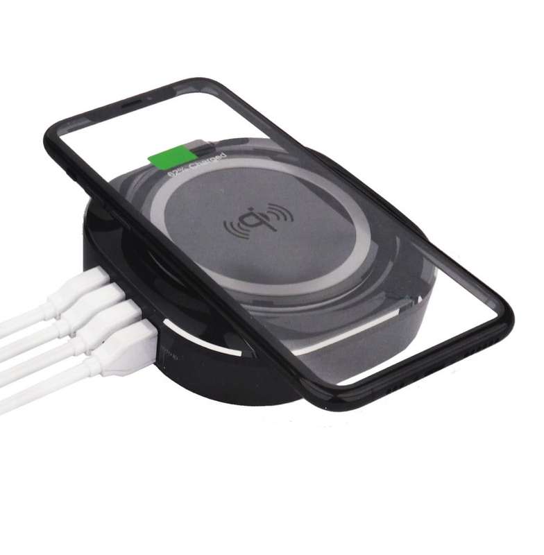 Wireless Charger with 4 USB Ports Supports Fast Charging
