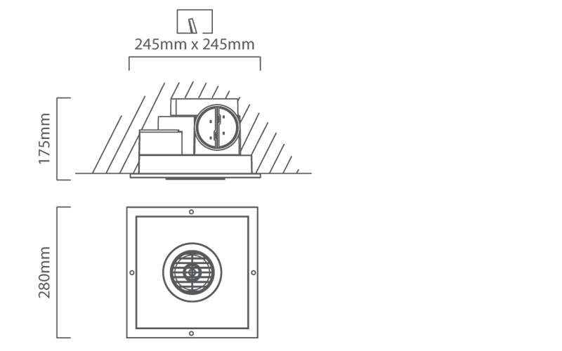EUROLUX Square Extractor Fan With 20W LED Light