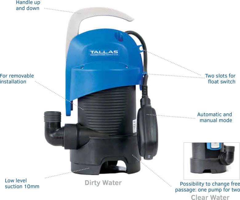 tallas submersible drainage pump features