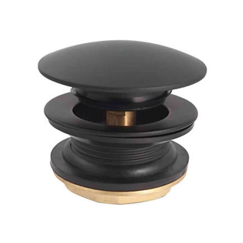 BIJIOU Unslotted Waste Bath or Sink Plug with Pop-In, Brass, Black, 40mm