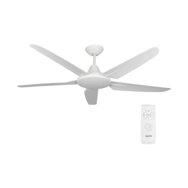 BRIGHT STAR FCF054 Ceiling Fan with Remote (80W, 5 Blades, White, 1370mm Diameter)