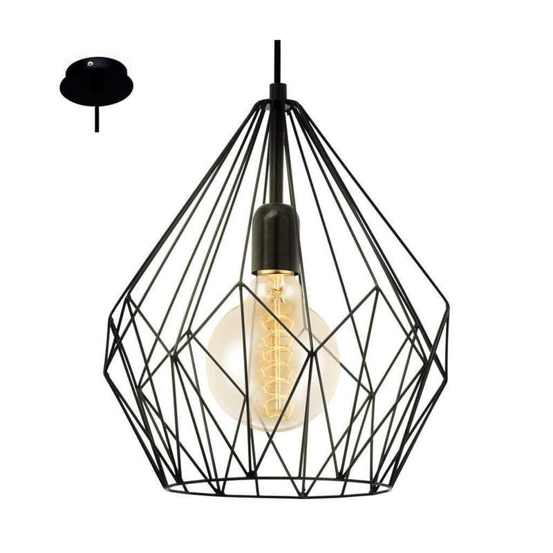EUROLUX Carlton P704B Pendant, 1 Light, Black