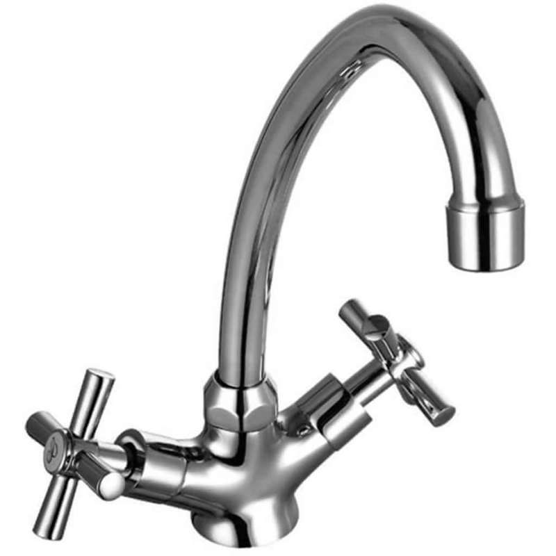 Polar Deck Type Sink Mixer with Swivel Spout, Chrome Plated DZR Brass