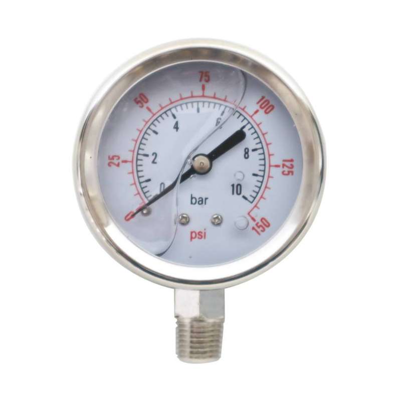 Pressure Gauge, 0-10 Bar, 63mm, 1/4 Inch Bottom Entry