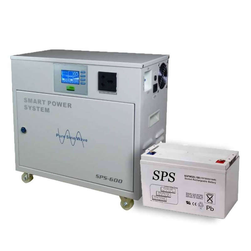 SMART POWER SPS-600 Battery Backup Power Supply with 100Ah Gel Battery & Solar Connector, 600W