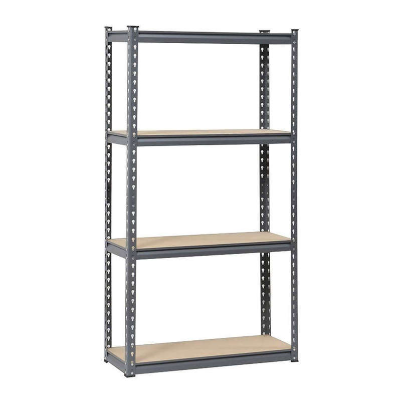 WILDBERRY ADIY3902 DIY Metal Shelving Rack, Grey, 4 MDF Shelves