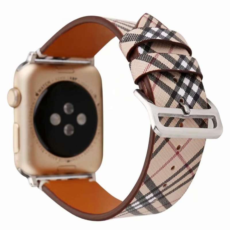 Apple watch Leather Plaid Strap